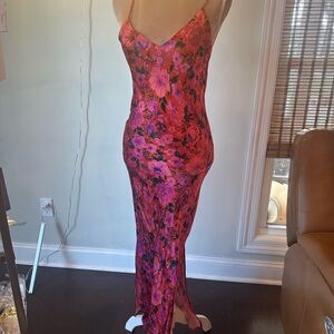 Topshop Vibrant Pink Floral Backless Dress